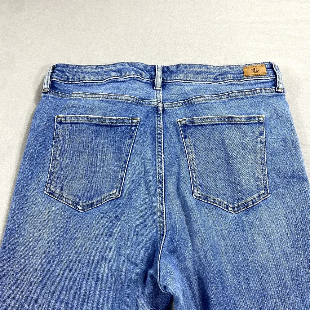 Lauren Ralph Lauren LRL Jeans Womens 12P Blue Denim Crop Straight High‎ Rise